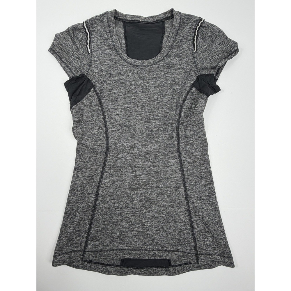 Lululemon Star Runner Short Sleeve Top Gray Black Size 4 Athletic